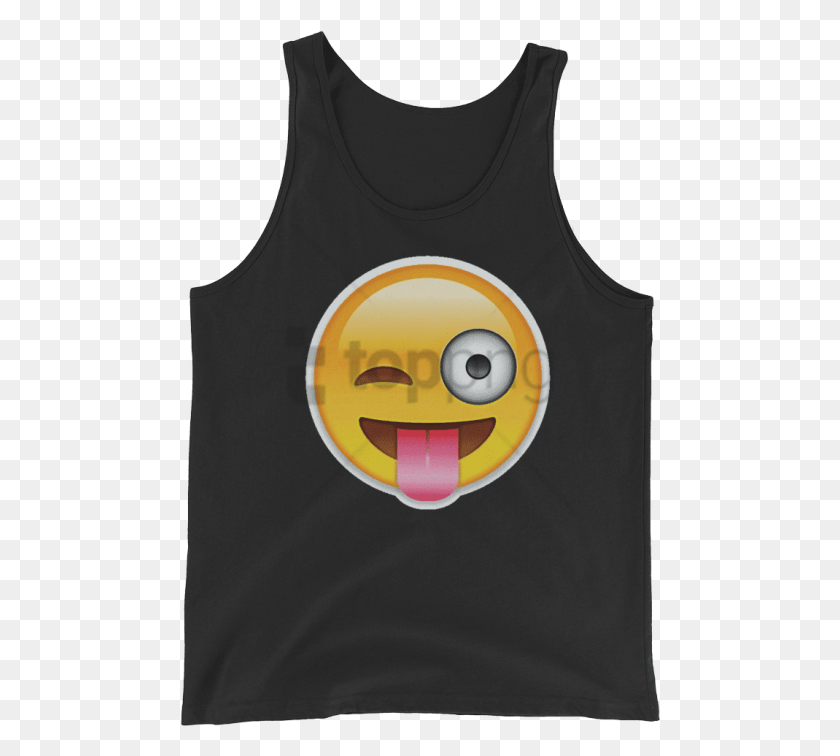 480x696 Free Stuck Out Tongue Winking Eye Face Cool Emoji Smiley, Clothing, Apparel, Tank Top HD PNG Download