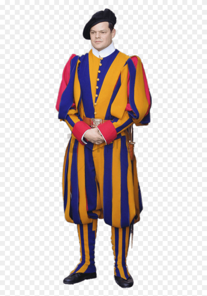 398x1144 Free Swiss Guard With Black Beret Costume, Military Uniform, Military, Person HD PNG Download