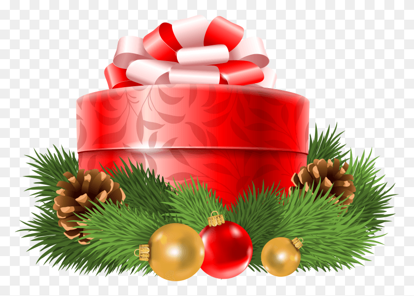 4872x3380 Прозрачный Рождественский Красный Подарок Декор Прозрачная Рождественская Подарочная Коробка Hd Png Скачать