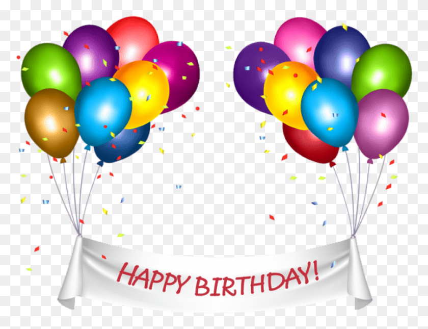 841x631 Free Transparent Happy Birthday Banner, Balloon, Ball, Paper HD PNG Download