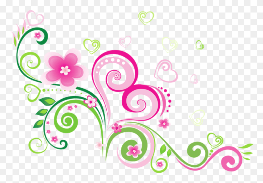 830x559 Прозрачный Розовый И Зеленый Орнамент Прозрачная Линия Украшения, Графика, Цветочный Дизайн Hd Png Скачать