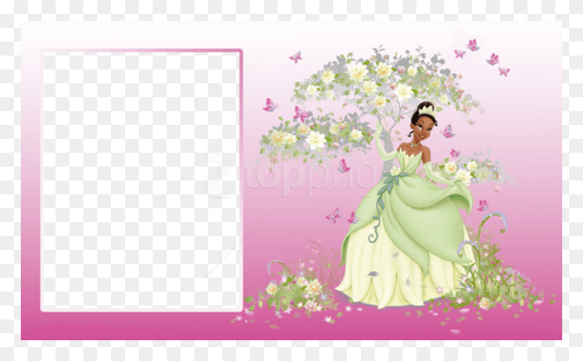 850x502 Free Transparent Pink Photo Frame With Princess Princess And The Frog Frame, Graphics, Barbie HD PNG Download