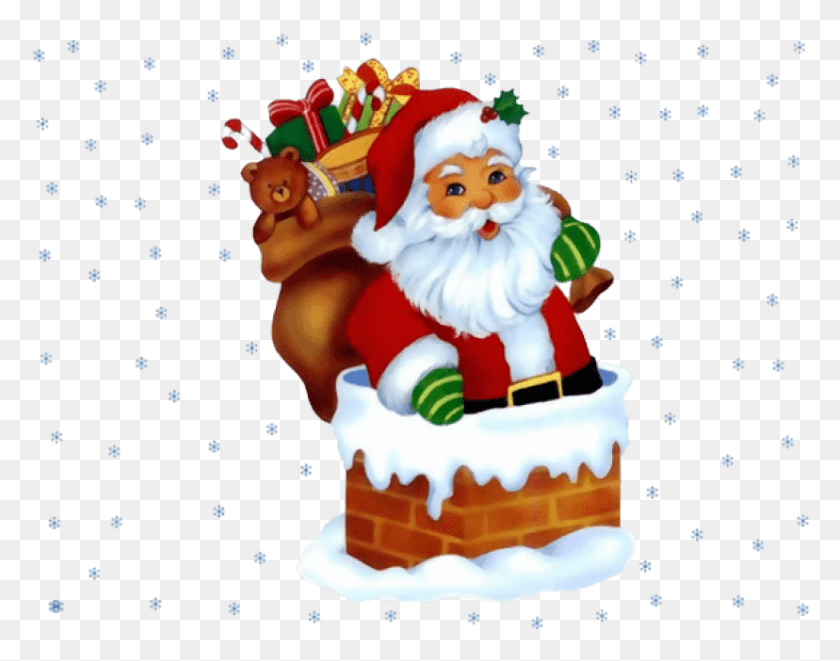 828x638 Descargar Png Transparente Santa Claus Con Copos De Nieve Poema Para Santa Claus, Pastel, Postre, Comida Hd Png