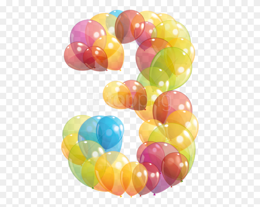 447x609 Free Transparent Three Number Of Balloons Three Balloon, Ball HD PNG Download
