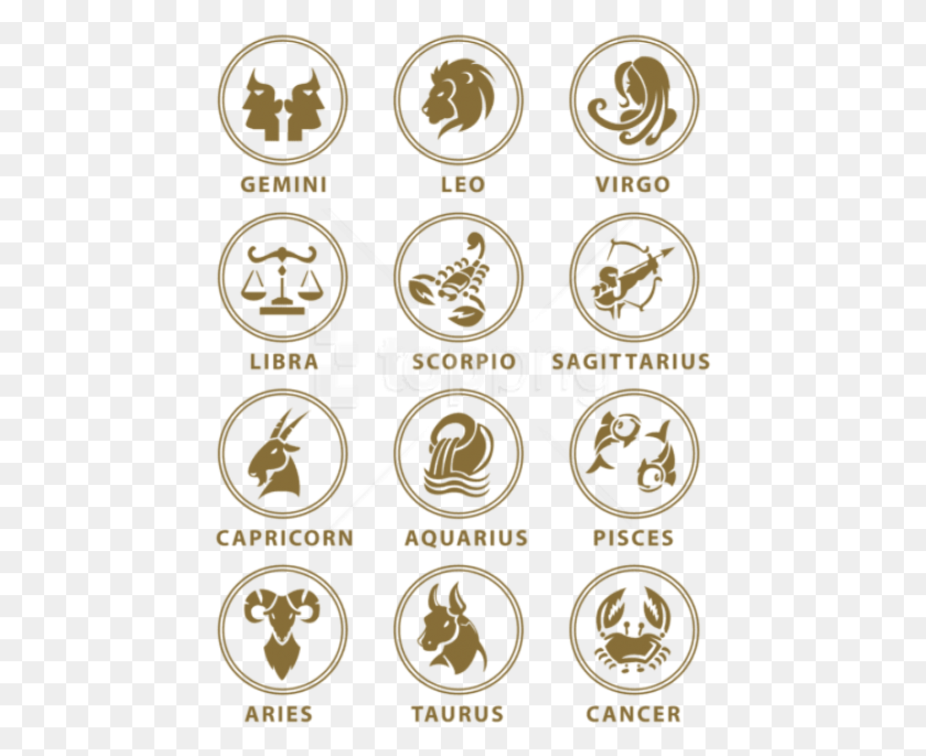 451x626 Free Transparent Zodiac Signs Set Clipart Horoscope Signs Transparent, Text, Alphabet, Number HD PNG Download
