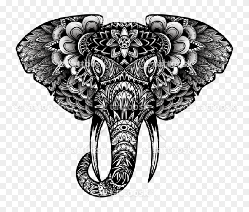 850x716 Free Tribal Elephant Head Tattoo Sample Tribal Elephant Head Tattoo, Animal, Symbol, Bird HD PNG Download