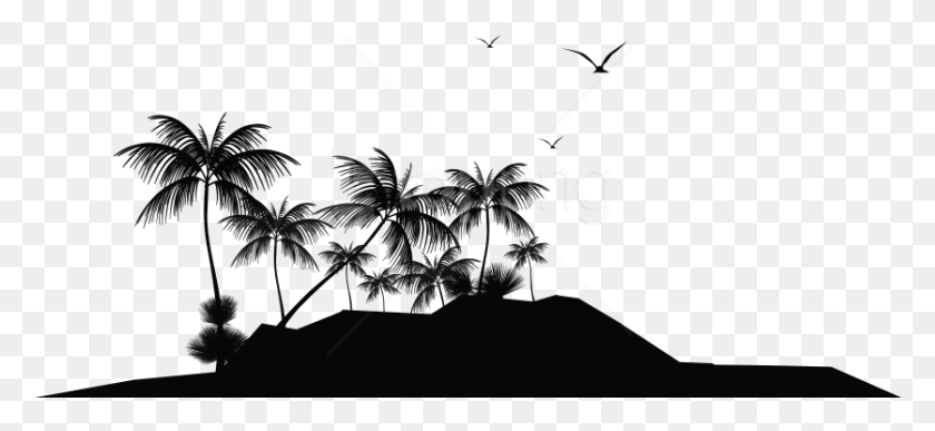 837x351 Free Tropical Island Silhouette Clipart Tropical Island Silhouette, Person, Human HD PNG Download