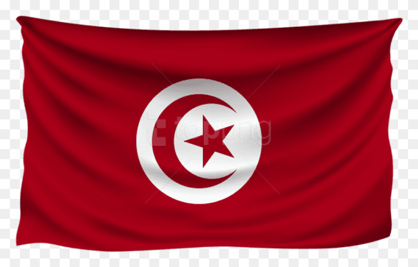842x515 Free Tunisia Wrinkled Flag Clipart Tunisia Flag, Symbol, Star Symbol, American Flag HD PNG Download