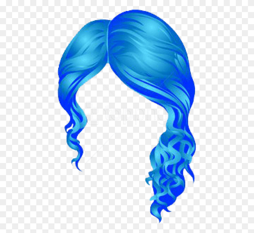 465x712 Free Underwater Curly Sideswept Hair Blue Wig, Graphics, Purple HD PNG Download