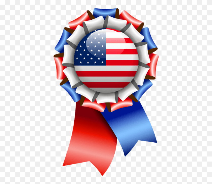 422x669 Free Usa Flag Rosette Ribbon Clipart Circle, Flag, Symbol, Toy HD PNG Download