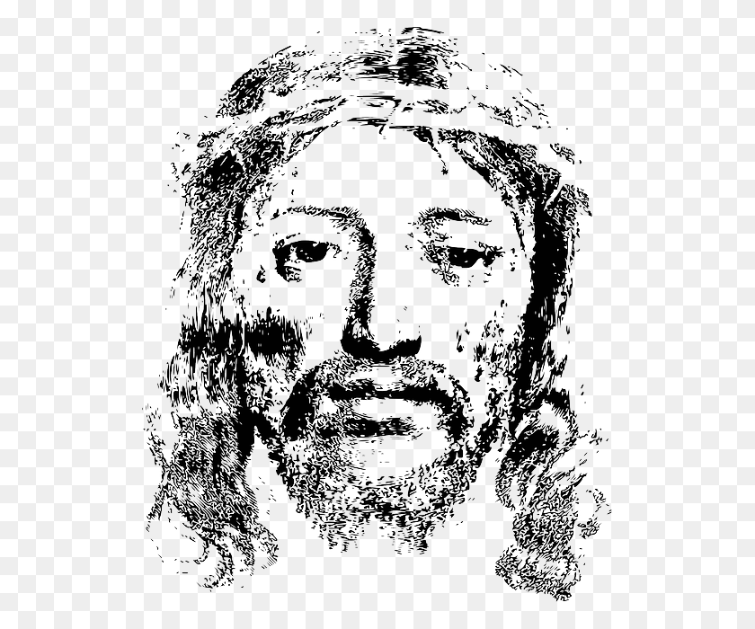 523x640 Free Vector Graphic Jesus Face Crown Of Thorns, Person, Human HD PNG Download