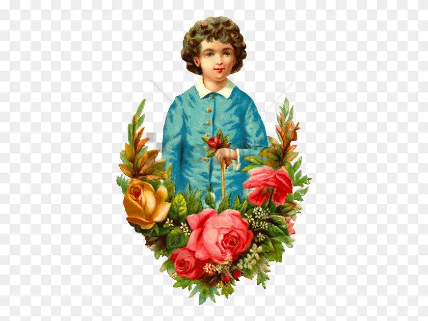 386x570 Png Викторианский Мальчик С Цветами Изображения Переносимая Сетевая Графика, Человек, Одежда, Цветочный Дизайн Hd Png