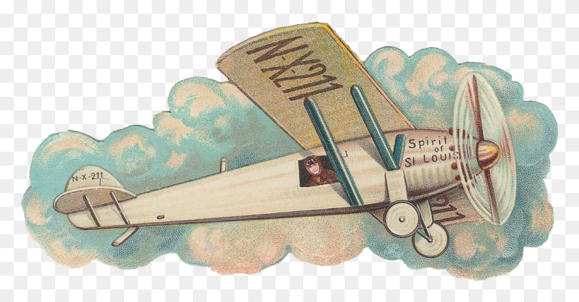 1095x531 Free Vintage Airplane Graphic Spirit Of St Louis Clipart, Vehicle, Transportation, Aircraft HD PNG Download