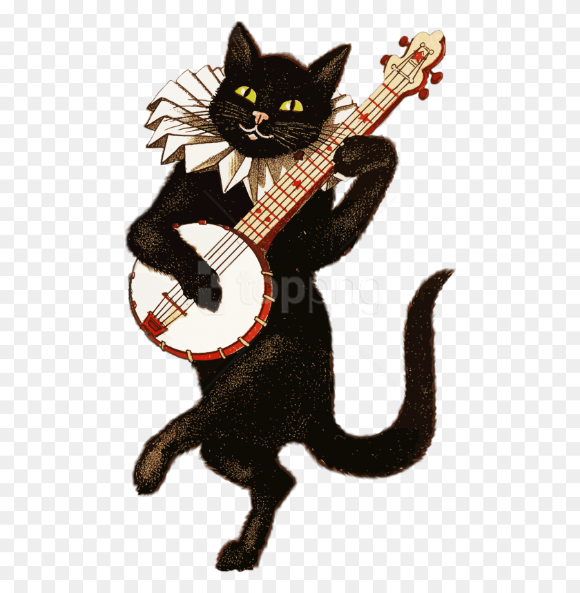 480x799 Free Vintage Cat Playing Banjo Images Cat Vintage, Leisure Activities, Musical Instrument HD PNG Download