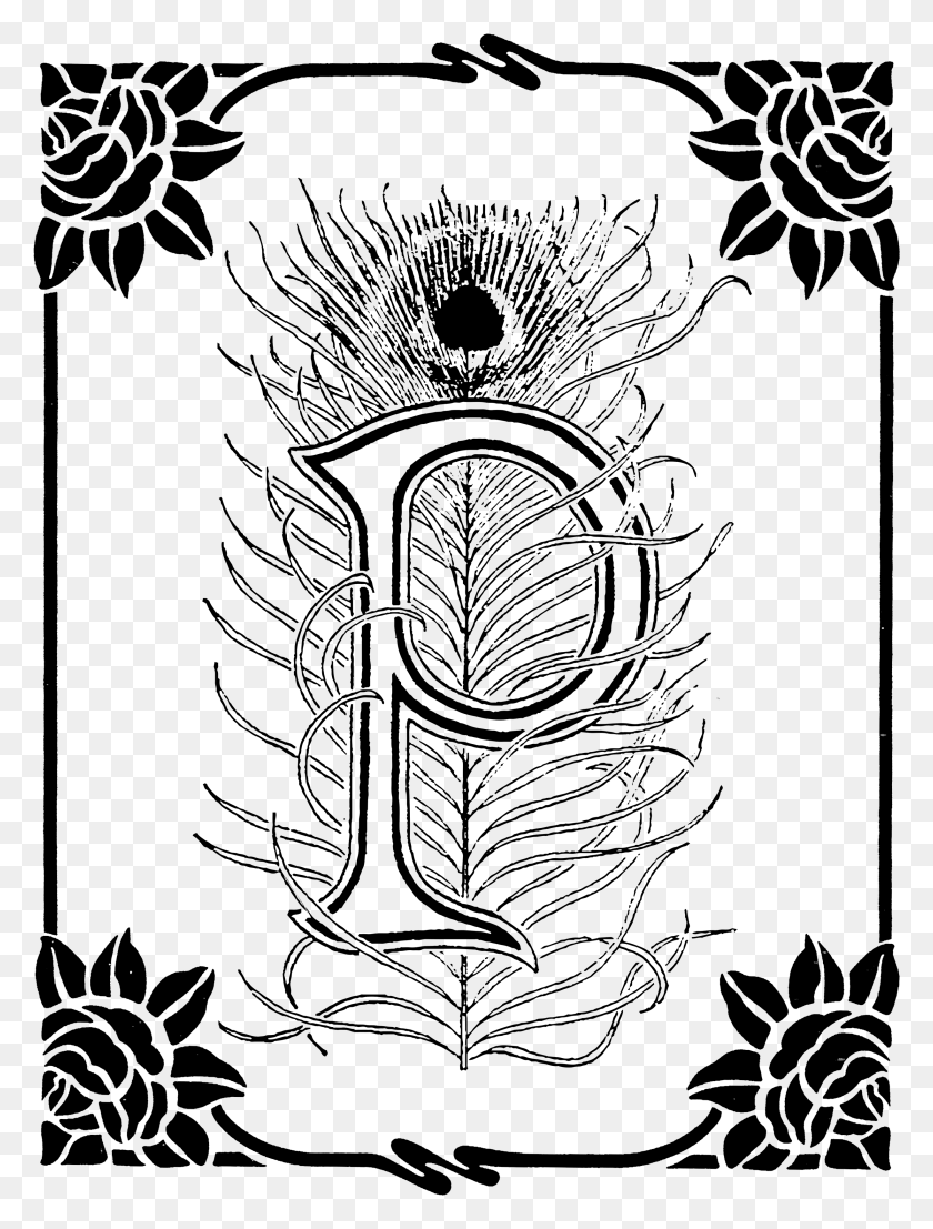 2453x3293 Free Vintage Clip Art Art Deco Letter P, Nature, Outdoors, Outer Space HD PNG Download