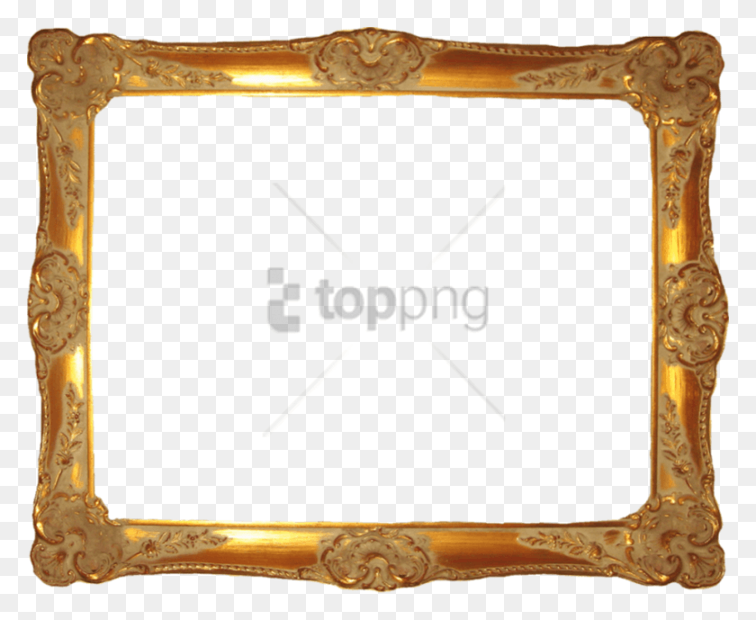850x686 Free Vintage Gold Frame Image With Transparent Gold Frame Clip Art, White Board, Text, Jar HD PNG Download