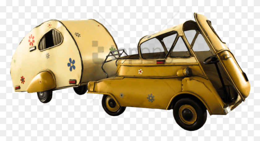 797x404 Free Vintage Small Car With Camper Side Oldtimer Caravans, Transportation, Vehicle, Automobile HD PNG Download