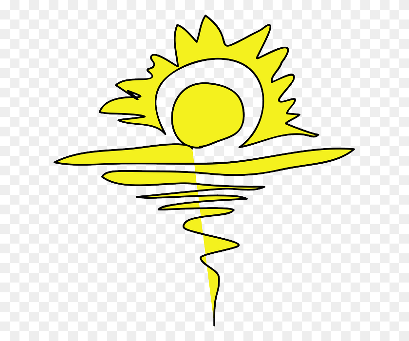 619x640 Free Water Yellow Drawing Beach Sun Cartoon Free Sunrise Clip Art, Outdoors, Sunlight HD PNG Download