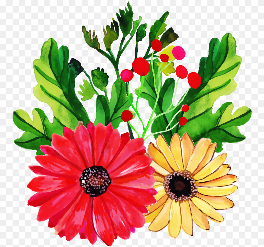 762x787 Watercolor Floral Bunch Konfest, Anemone, Flower Bouquet, Flower Arrangement, Flower PNG