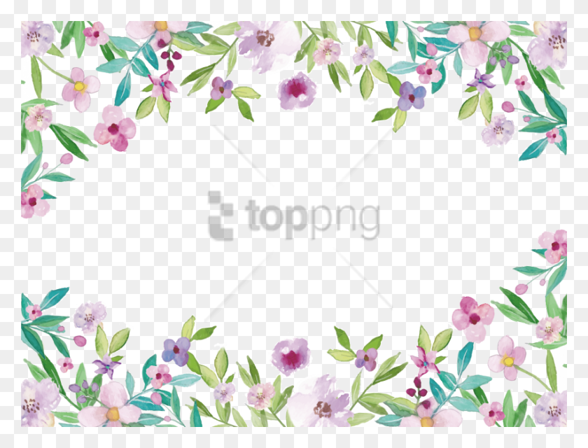 850x633 Free Watercolor Flower Border Image With Transparent Watercolor Floral Border, Plant, Flower, Blossom HD PNG Download