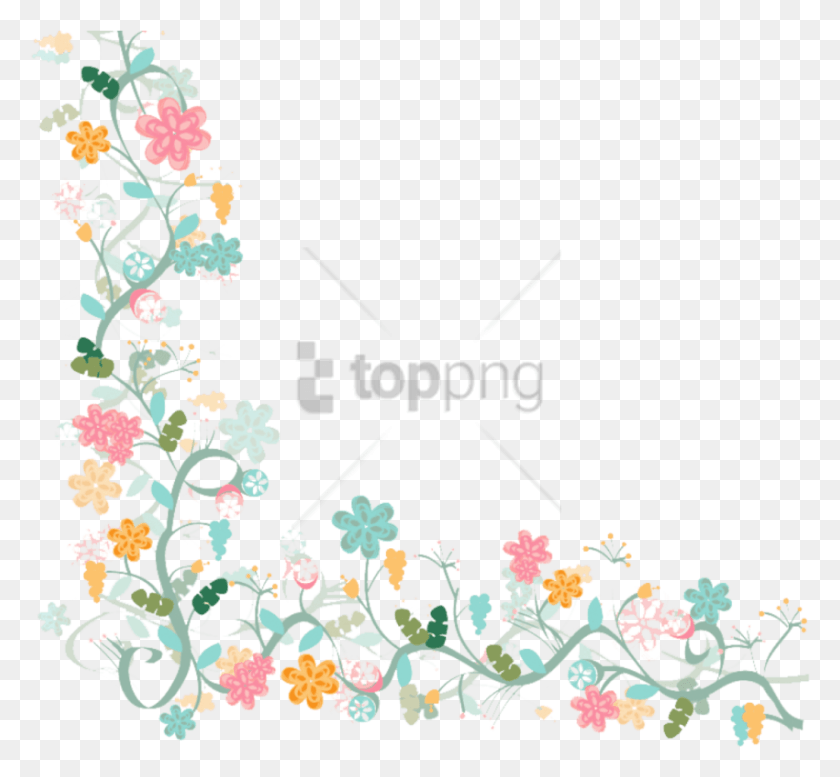 850x782 Free Watercolor Flower Vector Border Image Flowers Border Vector, Graphics, Floral Design HD PNG Download