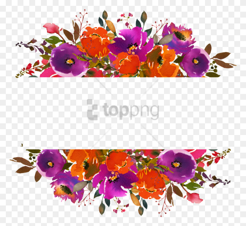 850x774 Free Watercolor Flowers Frame Orange Image Flower Frame, Graphics, Floral Design HD PNG Download