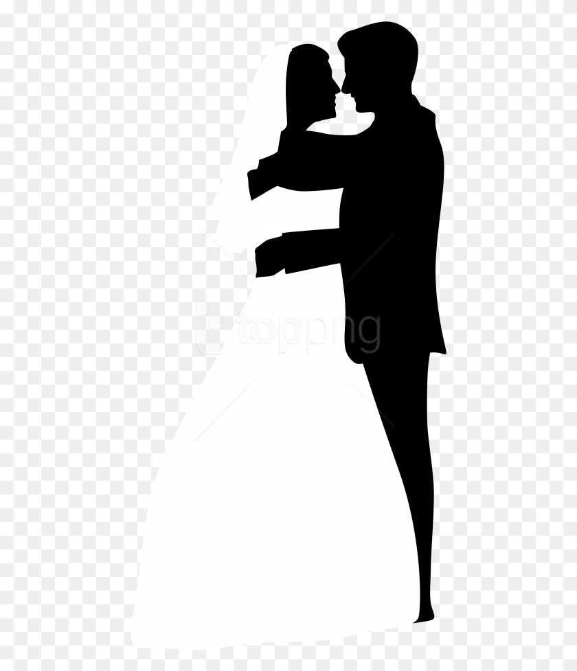 461x917 Free Wedding Couple Siluetas Clip Art Wedding Couple Clipart Blanco Y Negro, Persona, Humano, Fotografía Hd Png Descargar