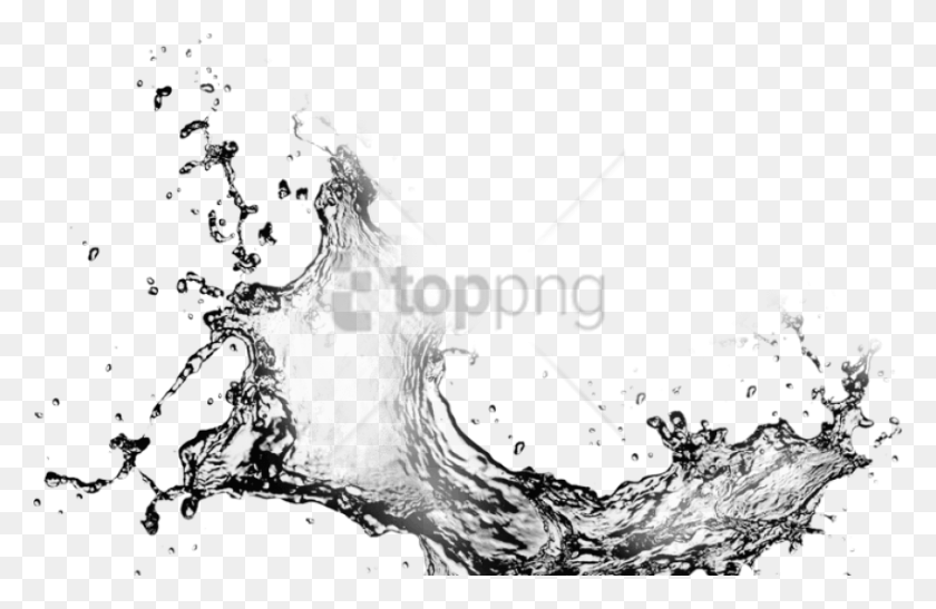 850x531 Free White Water Splash Image With Transparent Water Splash Black And White, Text, Mountain HD PNG Download