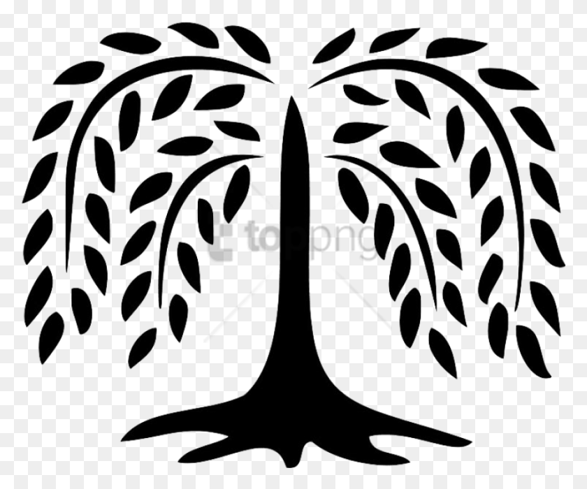 851x699 Free Willow Tree Image With Transparent Background Willow Tree Clipart Black And White, Stencil, Text HD PNG Download