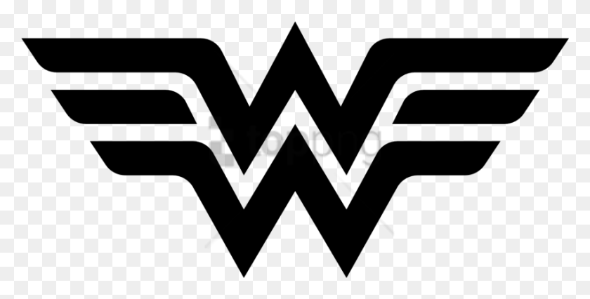 850x399 Free Wonder Woman Logo Image With Transparent Wonder Woman Logo, Text, Stencil, Symbol HD PNG Download