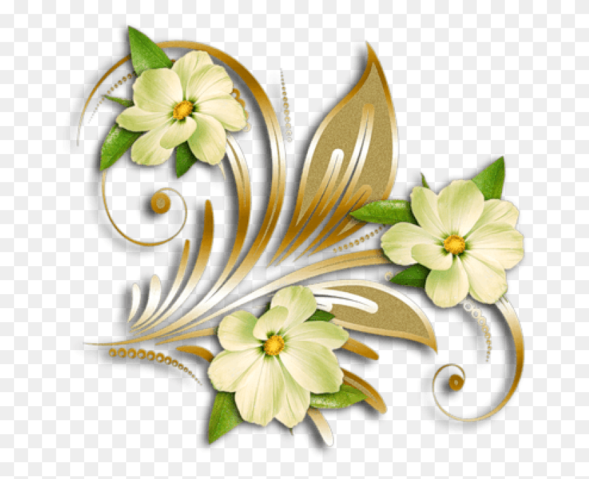 664x624 Free Yellow Flowers Gold Ornament Clipart Ornament Flower, Graphics, Floral Design HD PNG Download