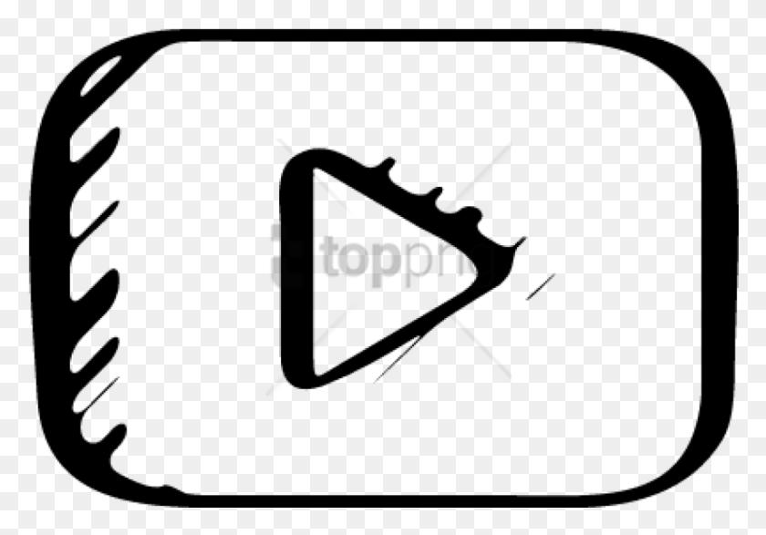 850x575 Free Youtube Logo Sketch Image With Transparent, Symbol, Label, Text HD PNG Download