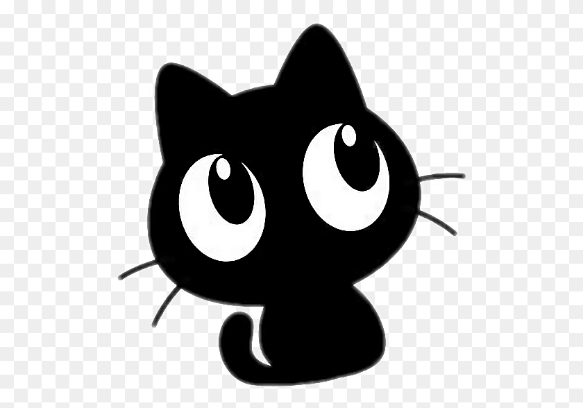 506x528 Freetoedit Cute Kawaii Cat Blackcat Chacha Dofus Chibi Cat Transparent, Stencil, Label, Text HD PNG Download