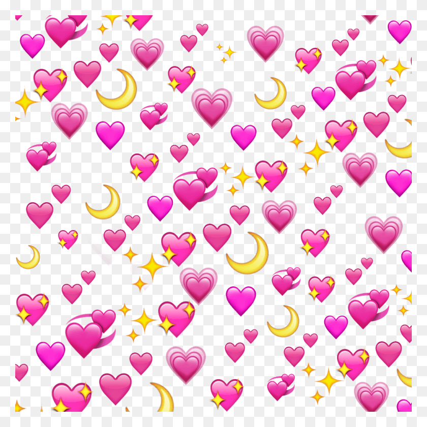 1024x1024 Freetoedit Emoji Hearts Remix Heart Emoji Background Picsart, Confetti, Paper, Rug HD PNG Download