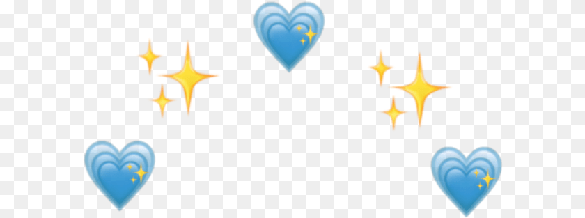 604x313 Freetoedit Emojiiphone Crown Heartcrown Blue Homemade Heart, Symbol Clipart PNG