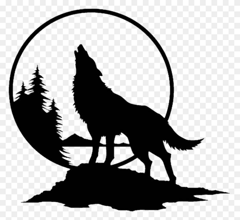 980x893 Freetoedit Silhouette Art Night Sky Moon Disney Howling Wolf Silhouette Tattoo, Animal, Photography HD PNG Download