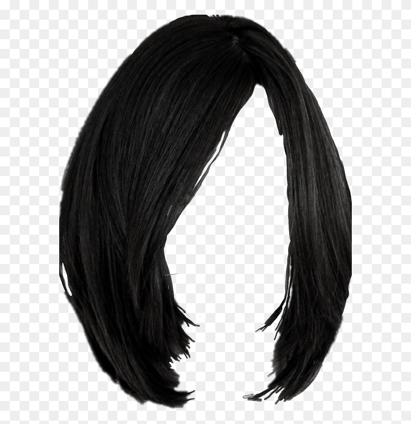 598x807 Freetoedit Wig Black Hair Medium Bob Hairstyles Hairdo, Hair, Person, Human HD PNG Download