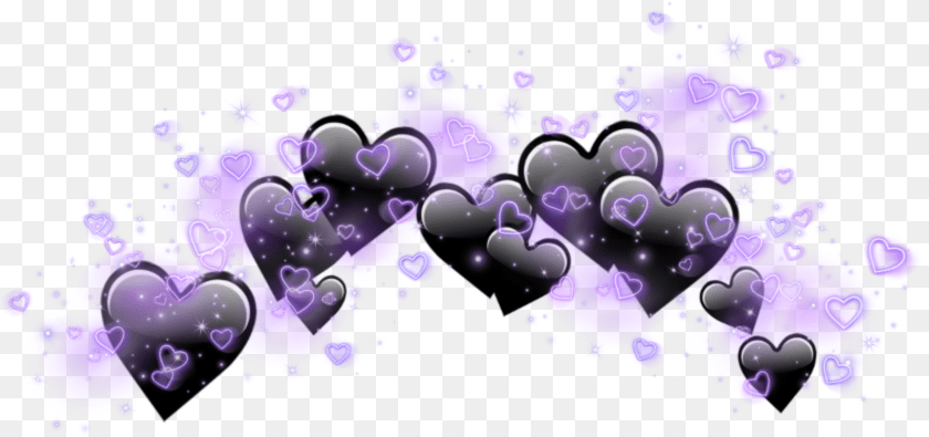 2390x1123 Freetoeditblack Purple Emoji Hearts Crown Shine Heart Transparent, Art, Graphics, Cream, Dessert Clipart PNG