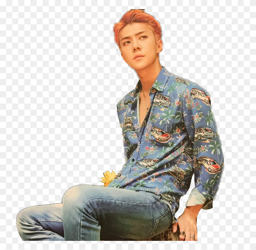 749x761 Freetoeditexo Kokobop Sehunie Sehun Ohsehunremixit Sentado, Ropa, Ropa, Manga Hd Png