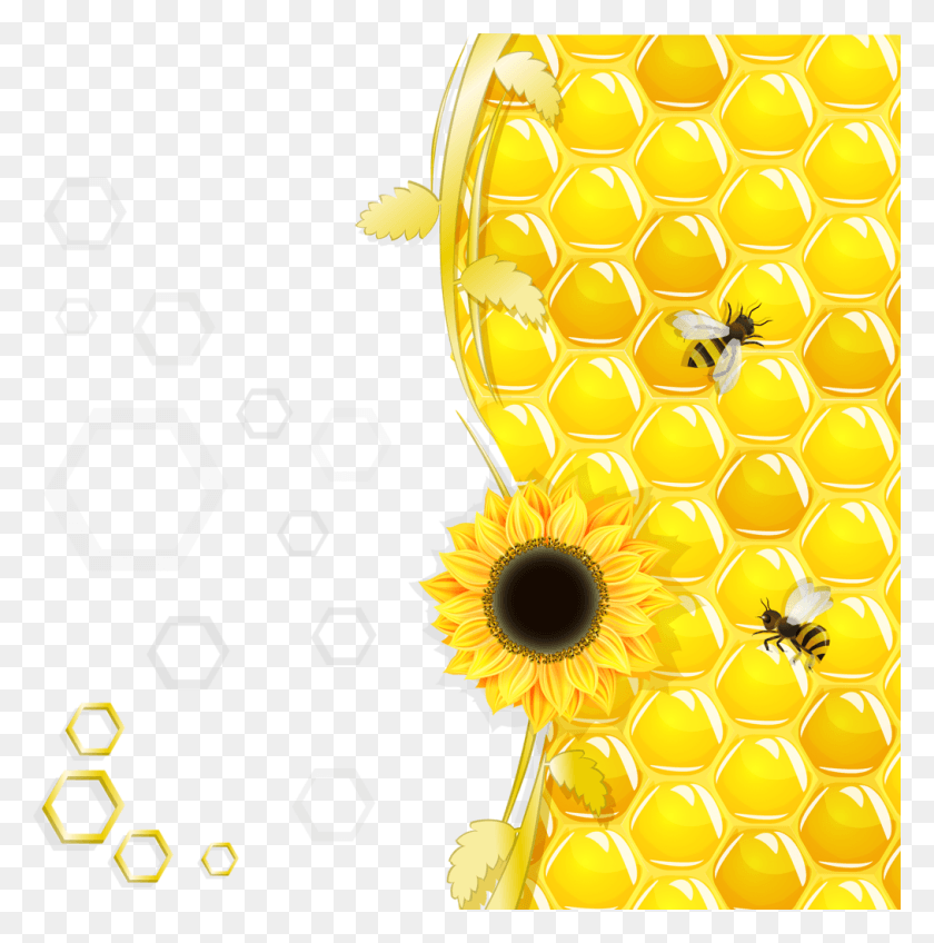 1013x1024 Freeuse Bees Bears And Clip Bee, Honeycomb, Honey, Food HD PNG Download