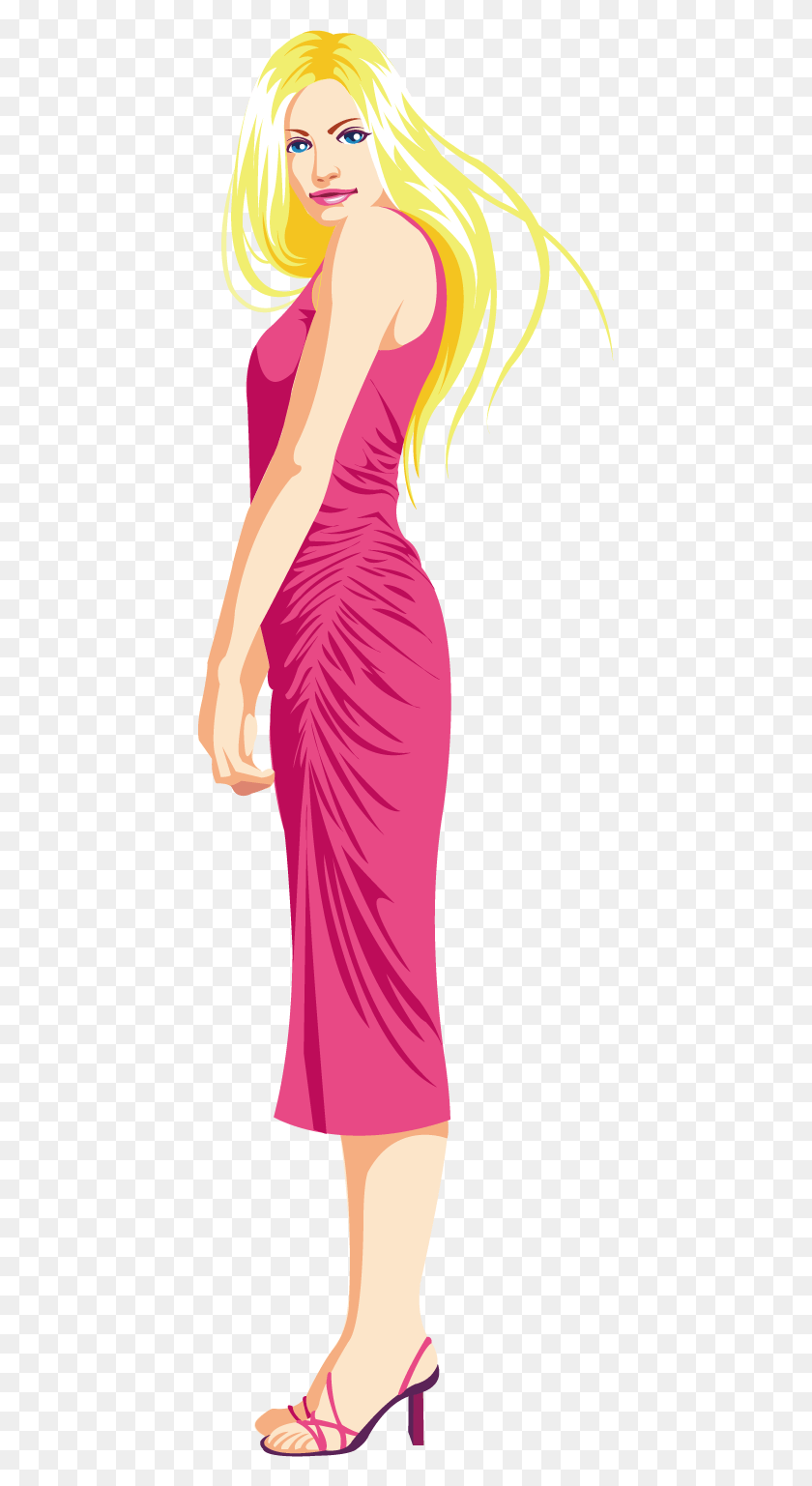 431x1477 Freeuse Cartoon Slim Woman Transprent Illustration, Clothing, Apparel, Evening Dress HD PNG Download