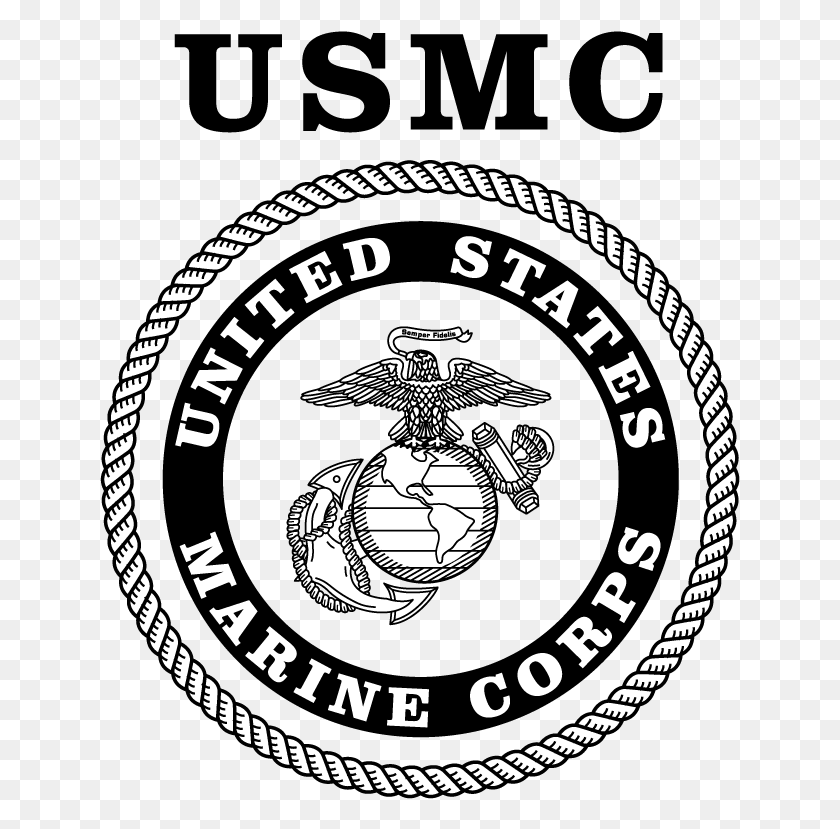 641x769 Descargar Png Freeuse Logo Drawing Com Free For United States Marine Corps Logotipo Blanco Y Negro, Símbolo, Marca Registrada, Emblema Hd Png