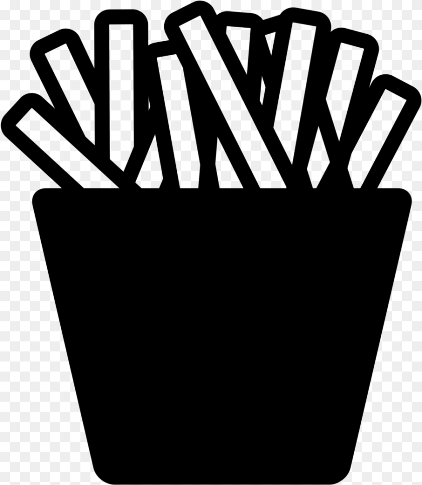 902x1037 French Fries Black, Gray Sticker PNG