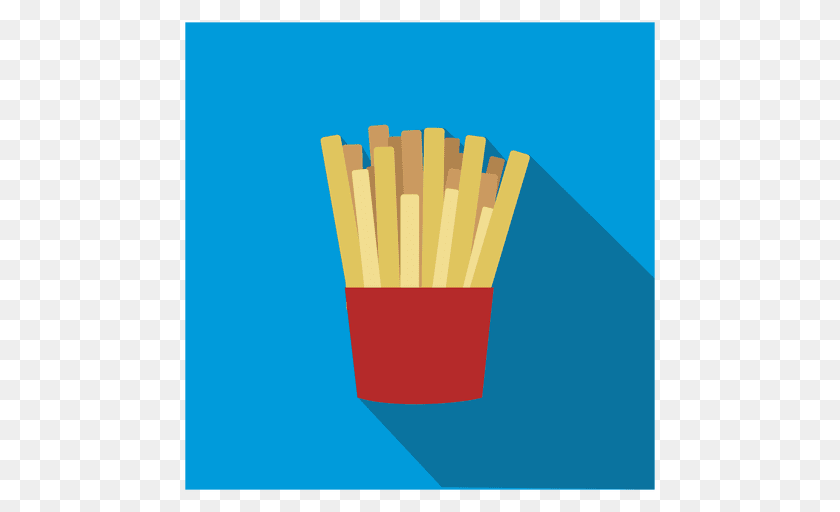 French Fries Square Icon, Food Sticker PNG