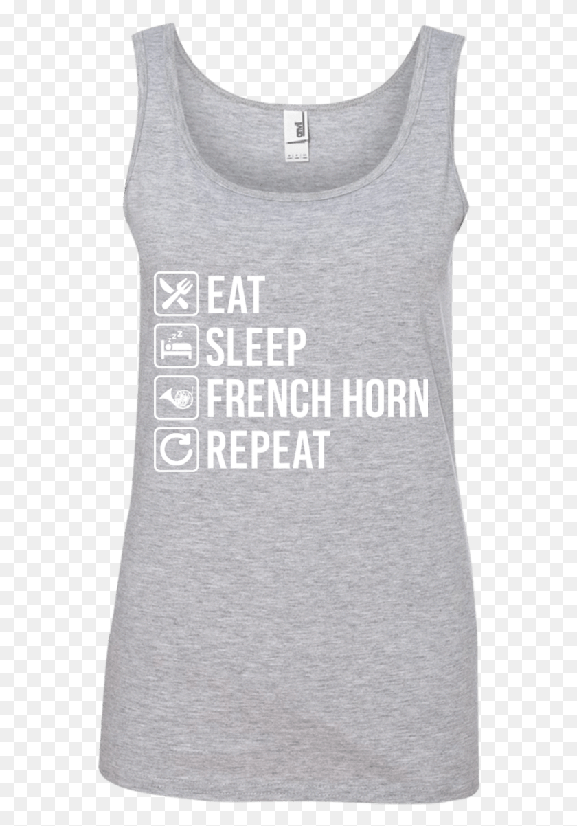 560x1142 French Horn Eat Sleep Repeat Ladies39 100 Ringspun Active Tank, Pillow, Cushion, Clothing HD PNG Download