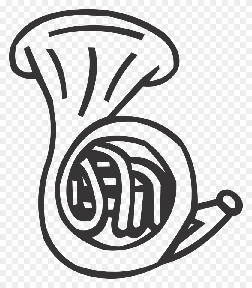 929x1073 French Horn Illustration, Musical Instrument, Brass Section HD PNG Download