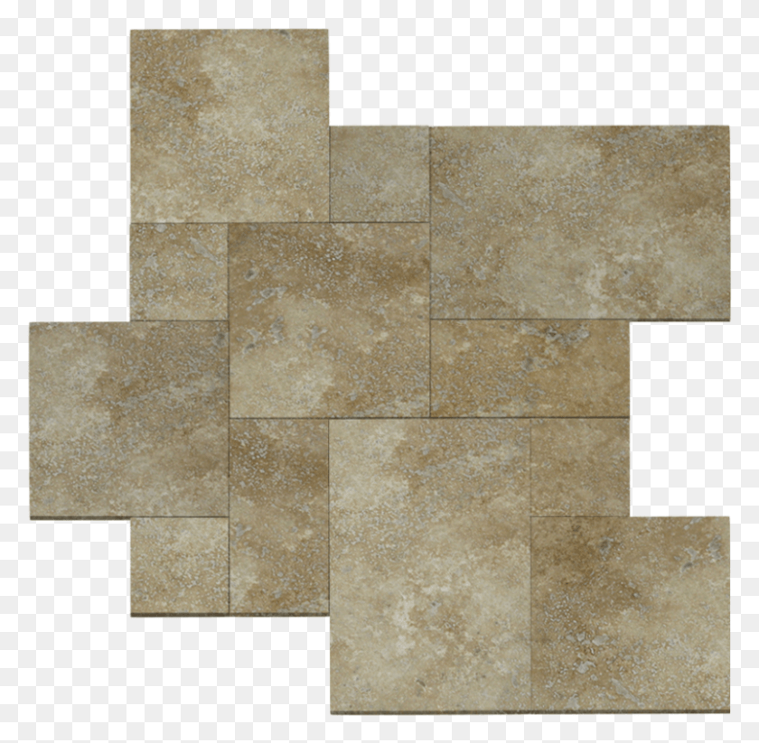 810x793 French Pattern Walnut Brushed Travertine Tile French Tile, Floor, Limestone HD PNG Download