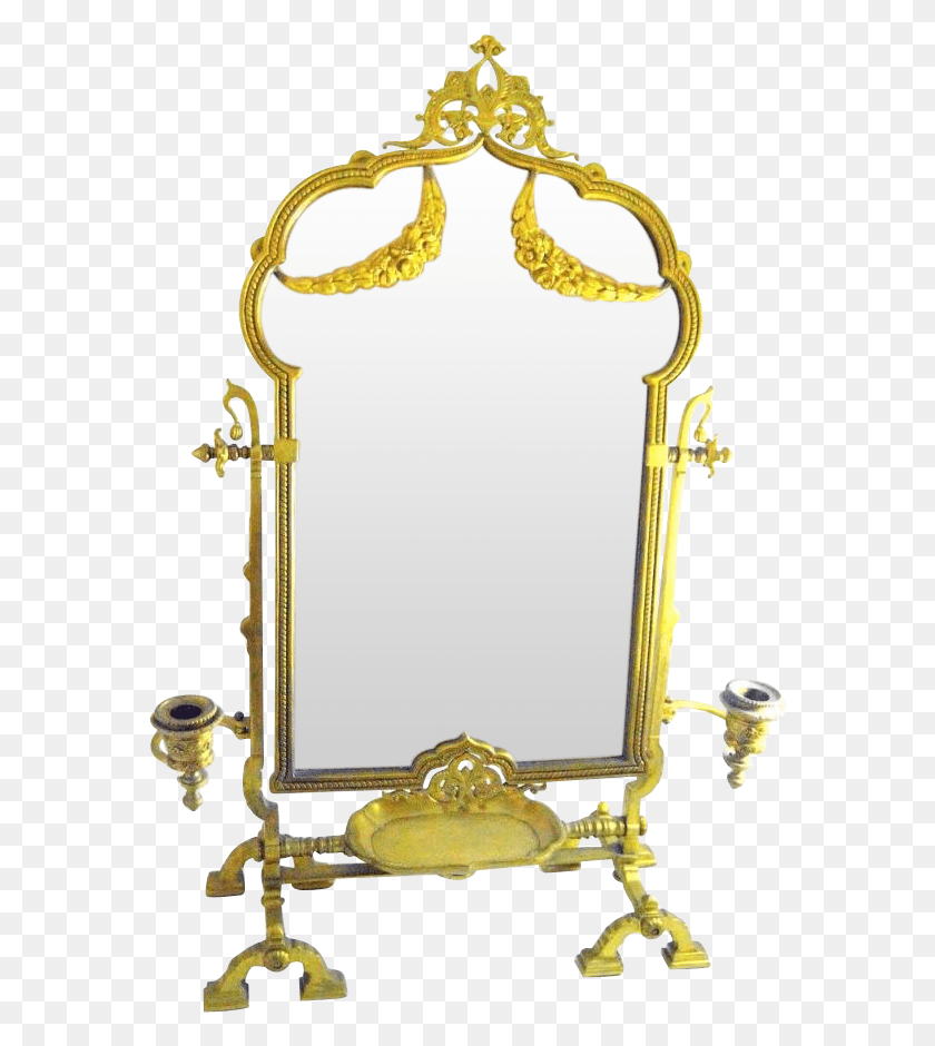 574x880 French Table Top Vanity Mirror Brass HD PNG Download