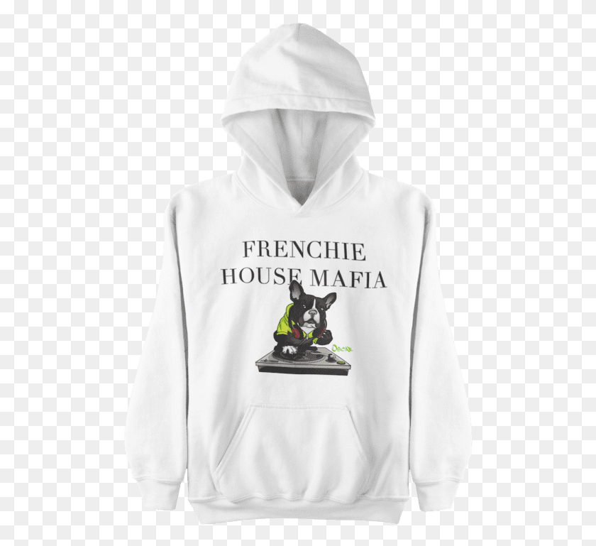 493x709 Frenchie House Mafia White Hoodie, Clothing, Apparel, Sweatshirt HD PNG Download