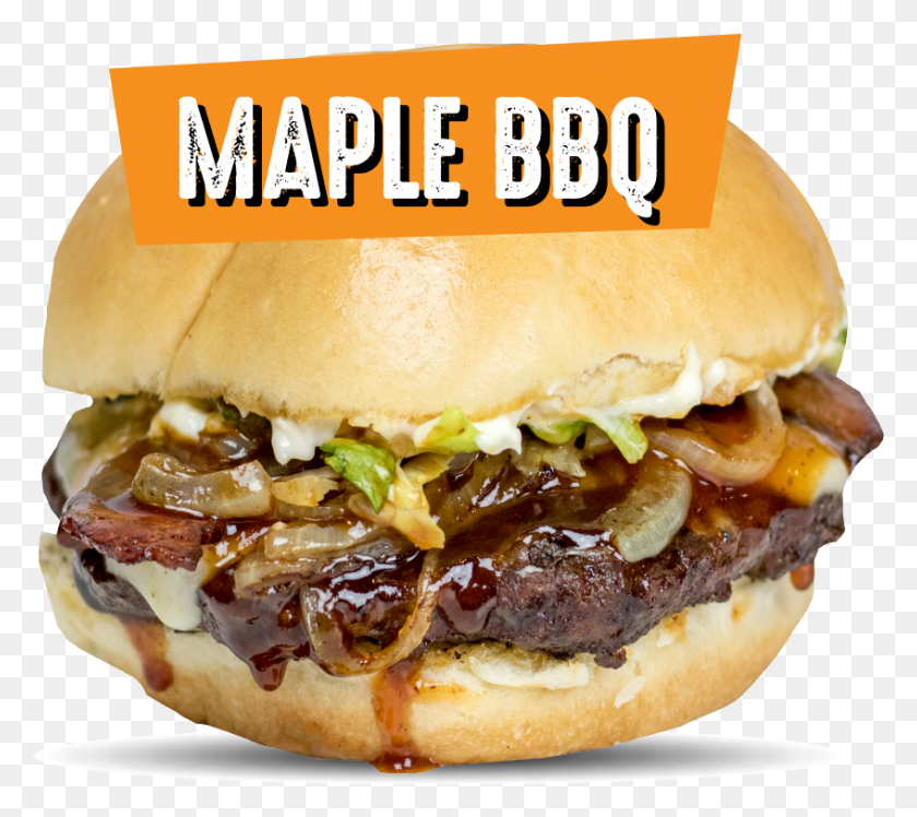 847x748 Fresh Beef Patty Canadian Maple Syrup Bbq Sauce Bacon French Fries, Burger, Food HD PNG Download